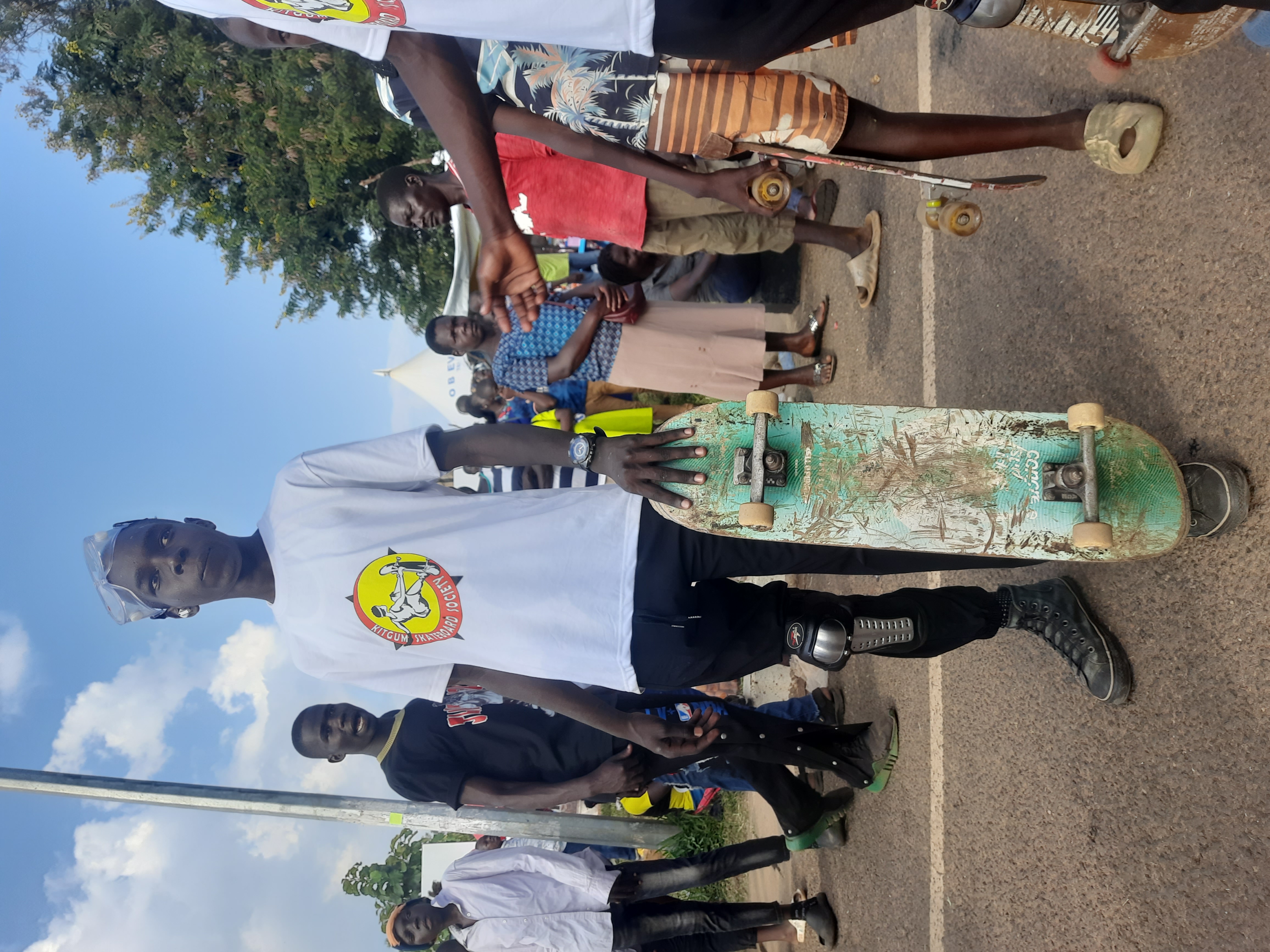 KiSS Skateboard members skating at Stanbic Street